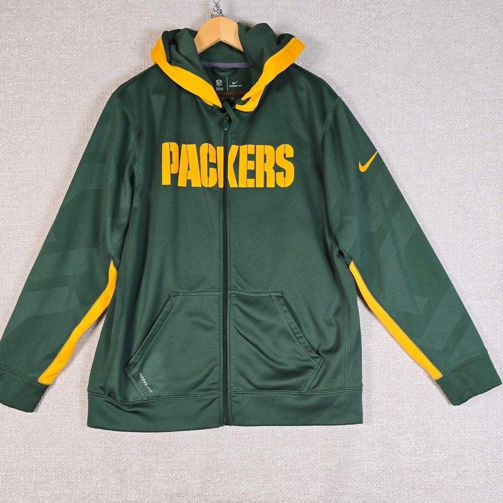 Nike Green Bay Packers NFL Therma-FIT Hoodie Full Zip Sweatshirt Men's Size L